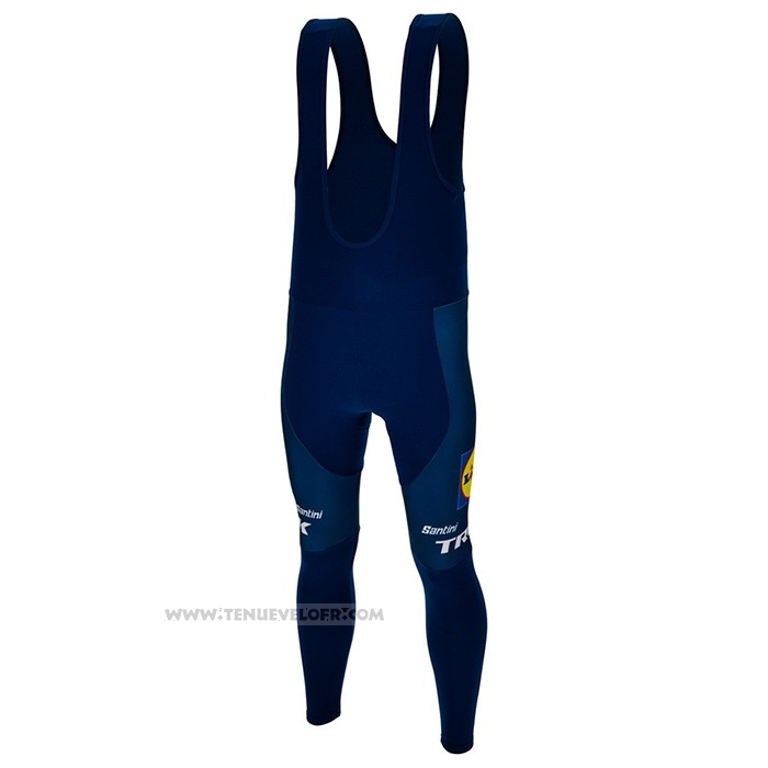 2024 Maillot Cyclisme Lidl Trek Noir Bleu Manches Longues et Cuissard